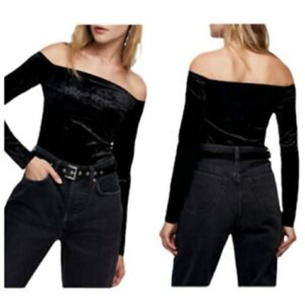 NWT Topshop off shoulder crushed velvet top size 8